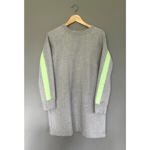 Athleta Round Trip Gray Neon Green Sweatshirt Dress - Small